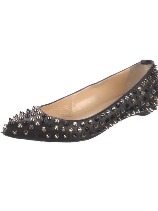 Christian Louboutin Shoes - Christian Louboutin Black Leather Pointed-Toe Studded Ballet Flats W/ Dust Bag